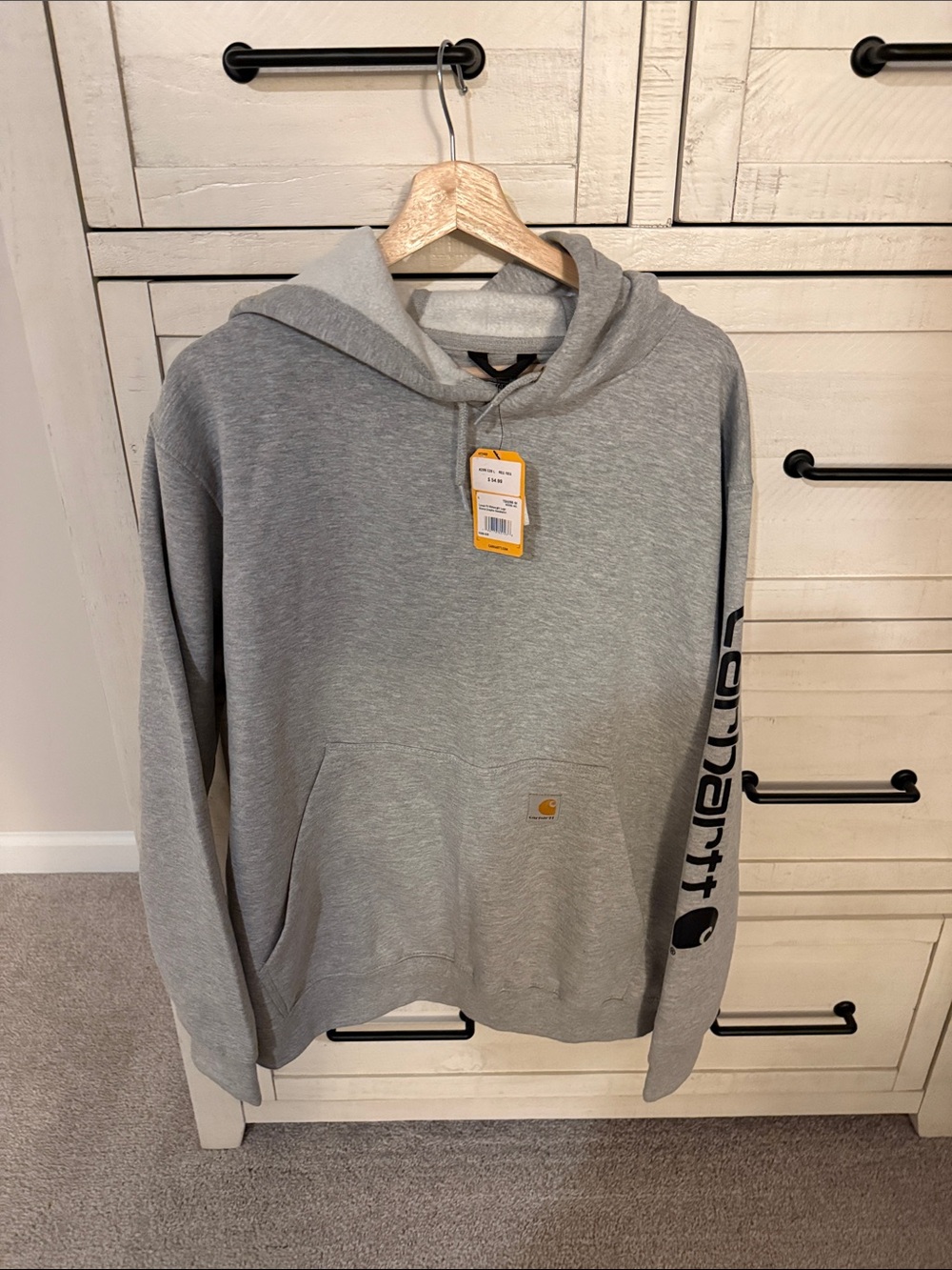 Carhartt Gray Pullover Hoodie with Sleeve Logo NWT